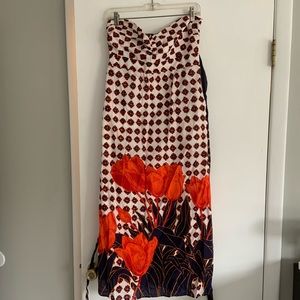 Anthropology Strapless maxi dress with pockets